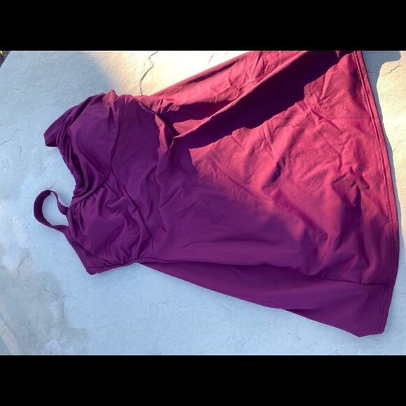 Land’s End Standard size swim Tankini Top long dress underwire Eggplant 10 DDD - Picture 12 of 16